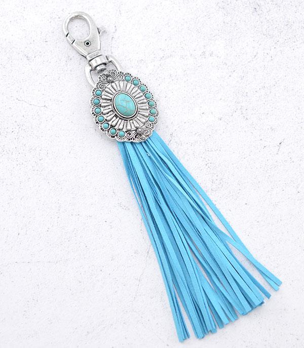 <font color=Turquoise>TURQUOISE JEWELRY</font> :: Wholesale Western Concho Tassel Keychain