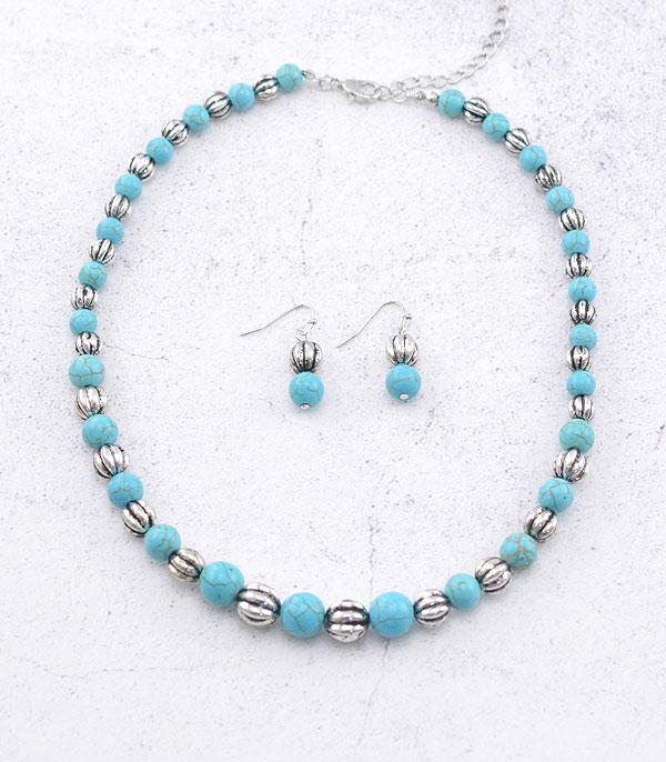 NECKLACES :: CHOKER | INSPIRATION :: Wholesale Western Turquoise Bead Necklace Set