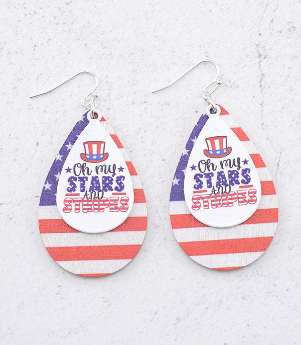 <font color=RED>RED,WHITE, AND BLUE</font> :: Wholesale Oh My Stars 4th Of July Earrings