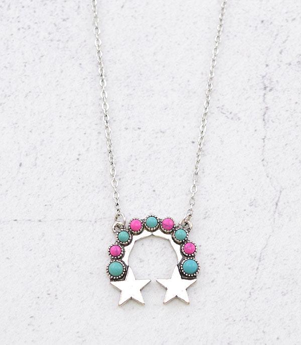 <font color=#FF6EC7>PINK COWGIRL</font> :: Wholesale Western Dainty Squash Blossom Necklace