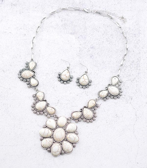 NECKLACES :: WESTERN TREND :: Wholesale Turquoise Semi Stone Necklace Set