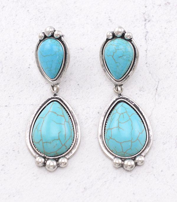 EARRINGS :: WESTERN POST EARRINGS :: Wholesale Western Semi Stone Turquoise Earrings