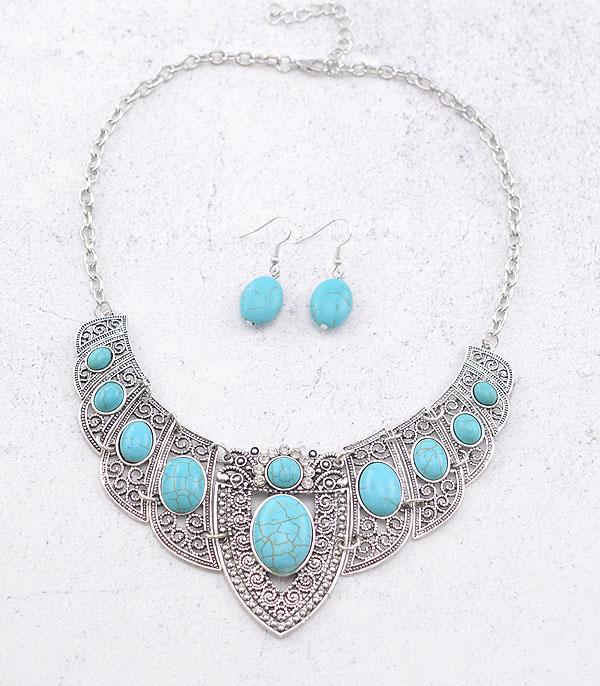 NECKLACES :: WESTERN TREND :: Wholesale Western Semi Stone Necklace Set