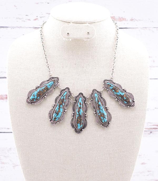 NECKLACES :: WESTERN TREND :: Wholesale Western Turquoise Statement Necklace Set