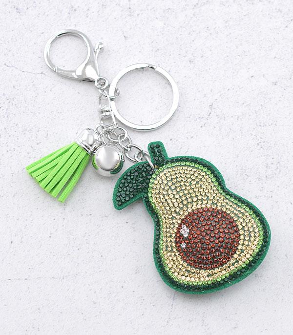 <font color=BLUE>WATCH BAND/ GIFT ITEMS</font> :: KEYCHAINS :: Wholesale Rhinestone Avocado Keychain
