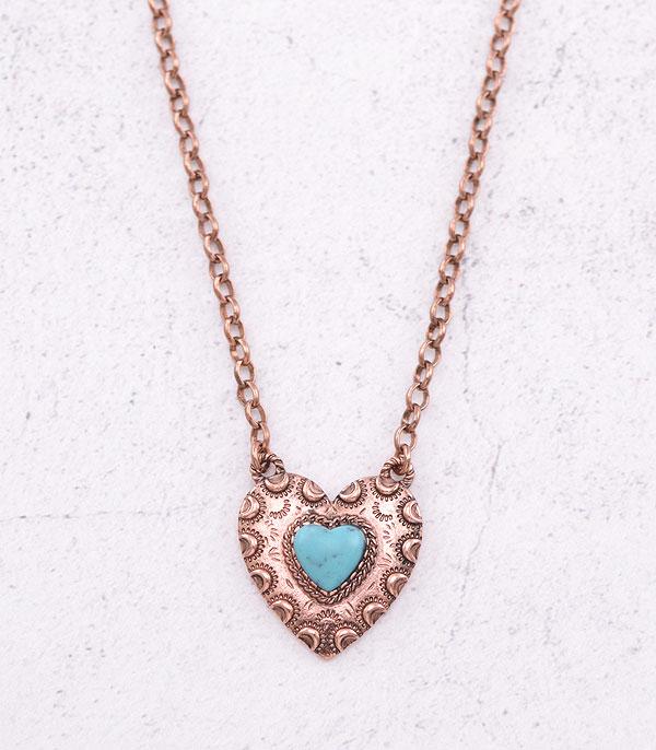 NECKLACES :: CHAIN WITH PENDANT :: Wholesale Western Turquoise Heart Necklace