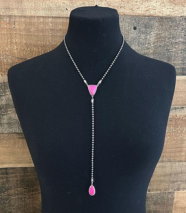 <font color=#FF6EC7>PINK COWGIRL</font> :: Wholesale Western Turquoise Lariat Y Necklace
