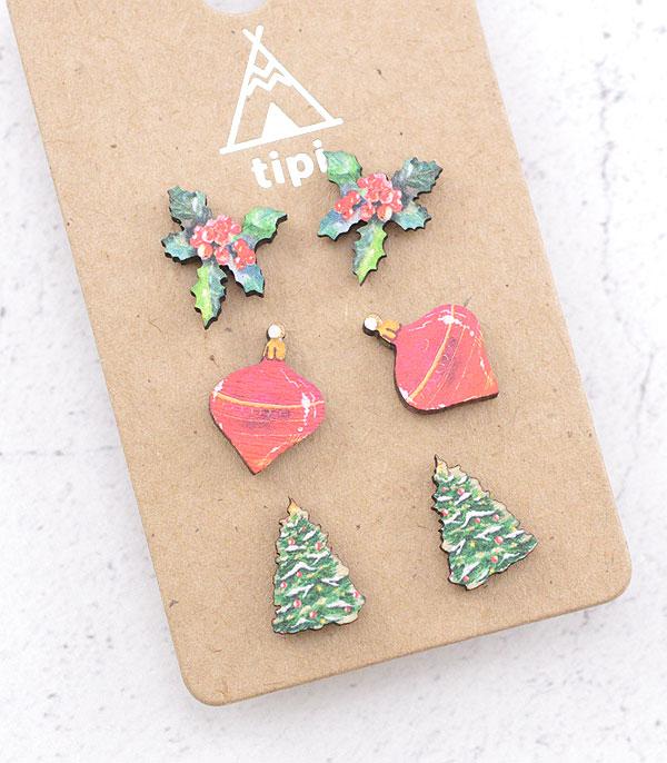 <font color=GREEN>HOLIDAYS</font> :: Wholesale Tipi Christmas Earrings Set