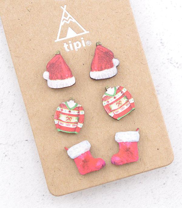 <font color=GREEN>HOLIDAYS</font> :: Wholesale Tipi Christmas Earrings Set