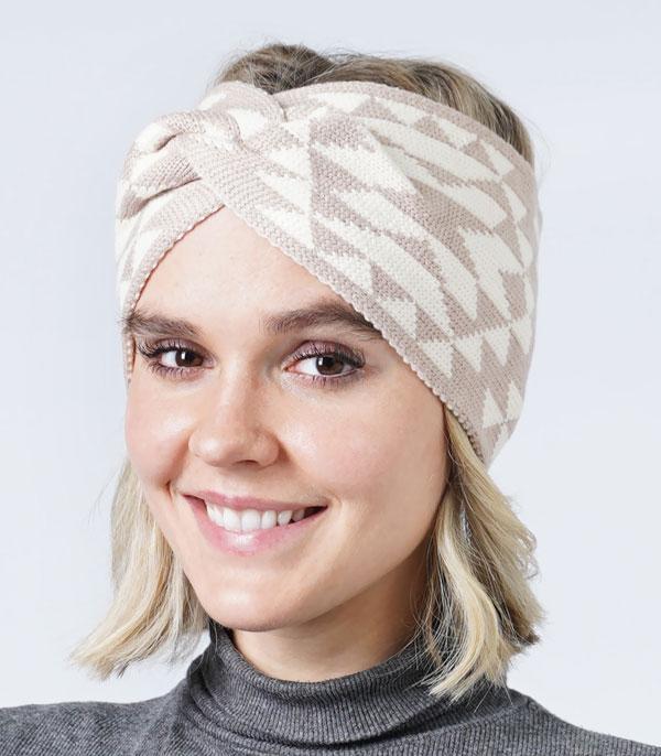 HATS I HAIR ACC :: BEANIES I HEADWRAP :: Wholesale Western Aztec Pattern Winter Headband