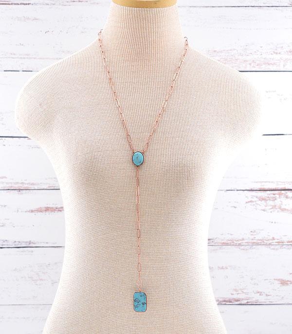NECKLACES :: TRENDY :: Wholesale Western Turquoise Lariat Necklace