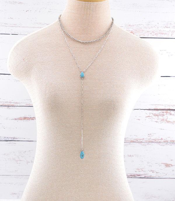 NECKLACES :: TRENDY :: Wholesale Western Turquoise Lariat Necklace