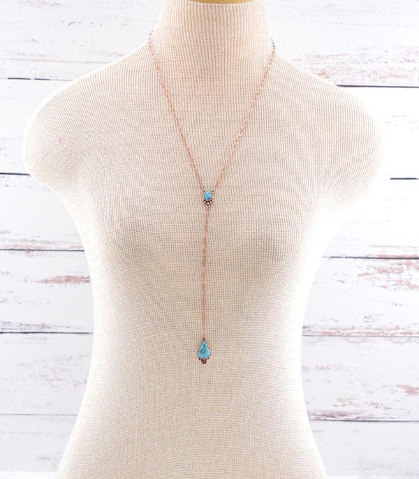 NECKLACES :: TRENDY :: Wholesale Western Dainty Turquoise Lariat Necklace
