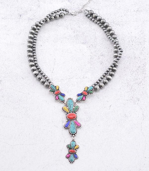 NECKLACES :: WESTERN TREND :: Wholesale Western Semi Stone Statement Necklace