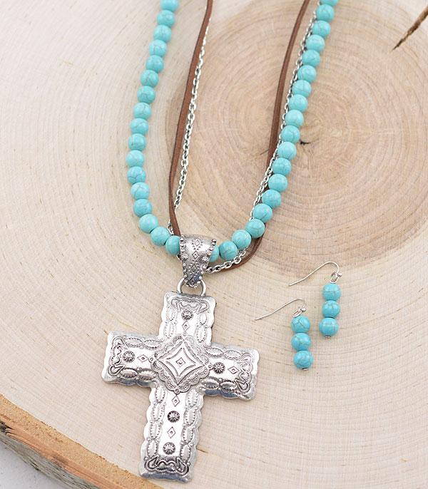 NECKLACES :: WESTERN TREND :: Wholesale Western Cross Turquoise Necklace