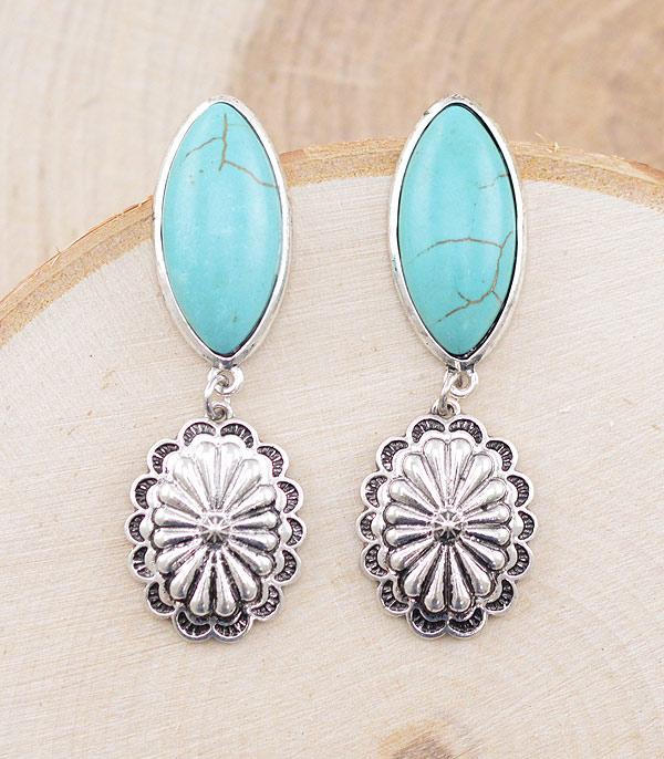 EARRINGS :: WESTERN POST EARRINGS :: Wholesale Western Turquoise Concho Earrings