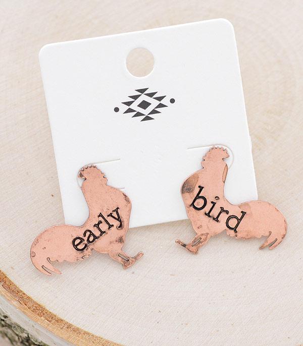 EARRINGS :: POST EARRINGS :: Wholesale Farm Animal Early Bird Chicken Earrings