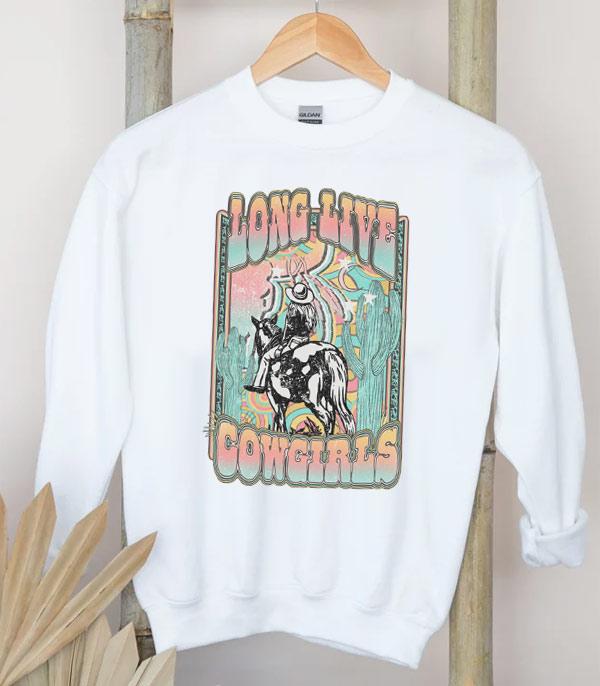 GRAPHIC TEES :: LONG SLEEVE :: Wholesale Western Long Live Cowgirls Sweatshirt 
