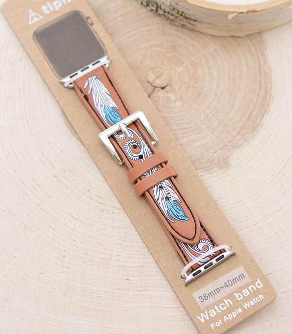 <font color=BLUE>WATCH BAND/ GIFT ITEMS</font> :: SMART WATCH BAND :: Wholesale Tipi Western Feather Smart Watch Band