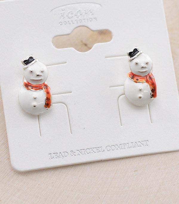 <font color=GREEN>HOLIDAYS</font> :: Wholesale Small Snowman Stud Earrings