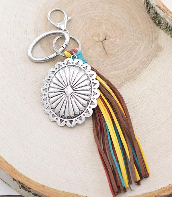 <font color=BLUE>WATCH BAND/ GIFT ITEMS</font> :: KEYCHAINS :: Wholesale Tipi Western Concho Tassel Keychain