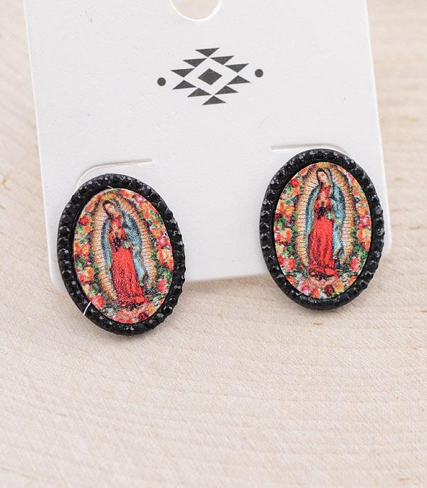 EARRINGS :: WESTERN POST EARRINGS :: Wholesale Lady Of Guadalupe Earrings