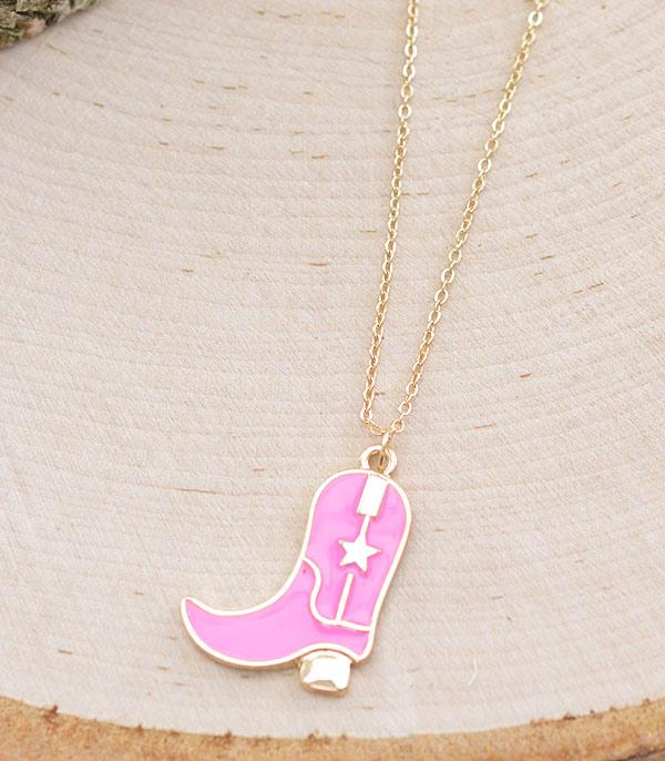 NECKLACES :: CHAIN WITH PENDANT :: Wholesale Cowgirl Boots Pendant Necklace