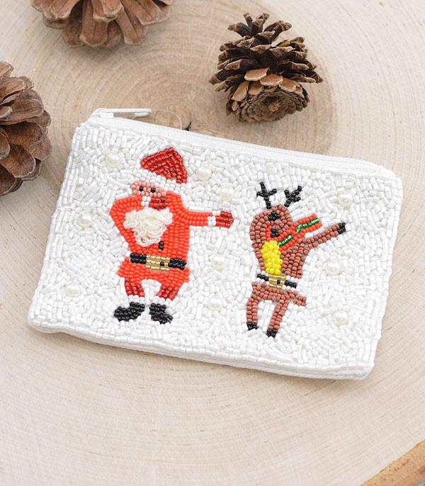 HANDBAGS :: WALLETS | SMALL ACCESSORIES :: Wholesale Christmas Santa Reindeer Coin Purse