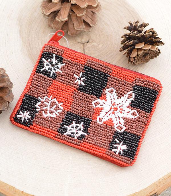 HANDBAGS :: WALLETS | SMALL ACCESSORIES :: Wholesale Christmas Beaded Coin Purse