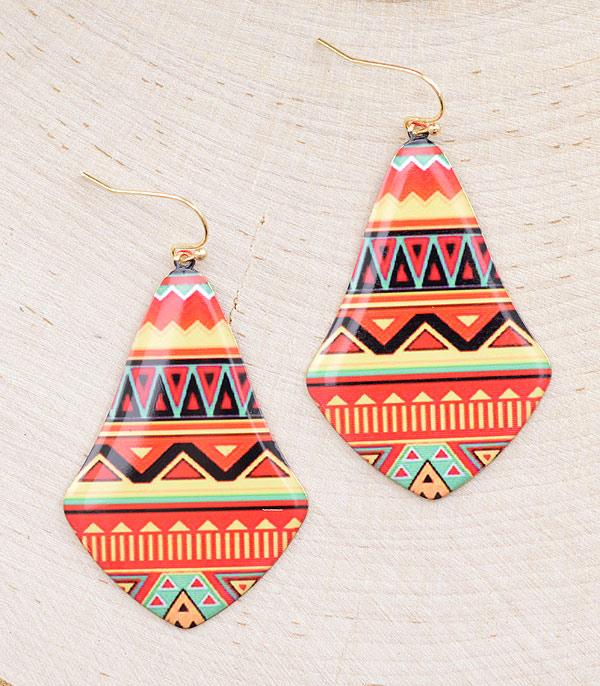 EARRINGS :: WESTERN HOOK EARRINGS :: Wholesale Western Aztec Pattern Earrings
