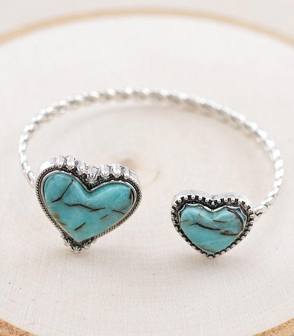 BRACELETS :: CUFF :: Wholesale Western Turquoise Heart Cuff Bracelet
