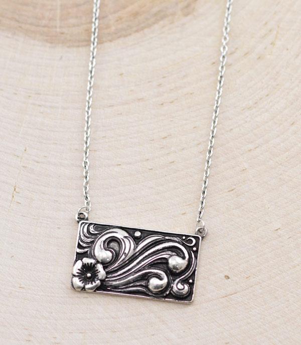 New Arrival :: Wholesale Western Tooled Look Metal Bar Necklace