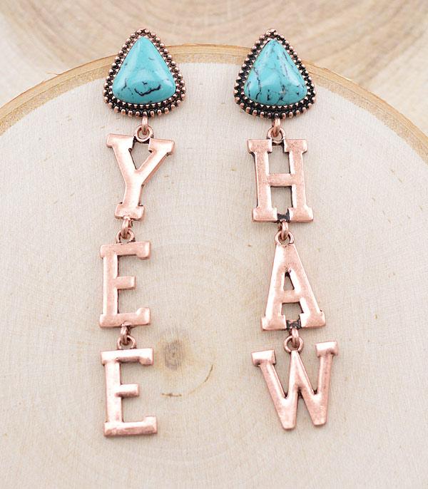 EARRINGS :: WESTERN POST EARRINGS :: Wholesale Western Yee Haw Letter Earrings