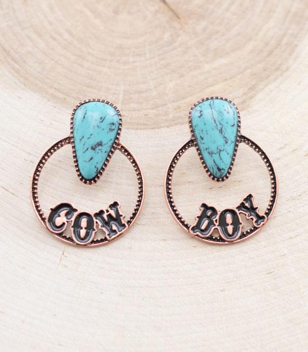 EARRINGS :: WESTERN POST EARRINGS :: Wholesale Western Cowboy Letter Turquoise Earrings