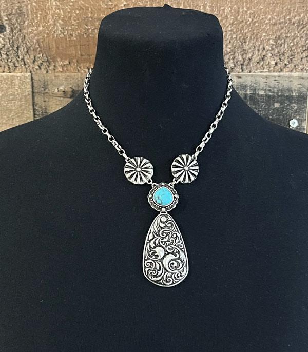 NECKLACES :: WESTERN TREND :: Wholesale Western Metal Tooled Pendant Necklace