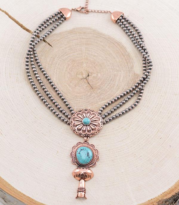 NECKLACES :: WESTERN TREND :: Wholesale Western Turquoise Single Squash Necklace