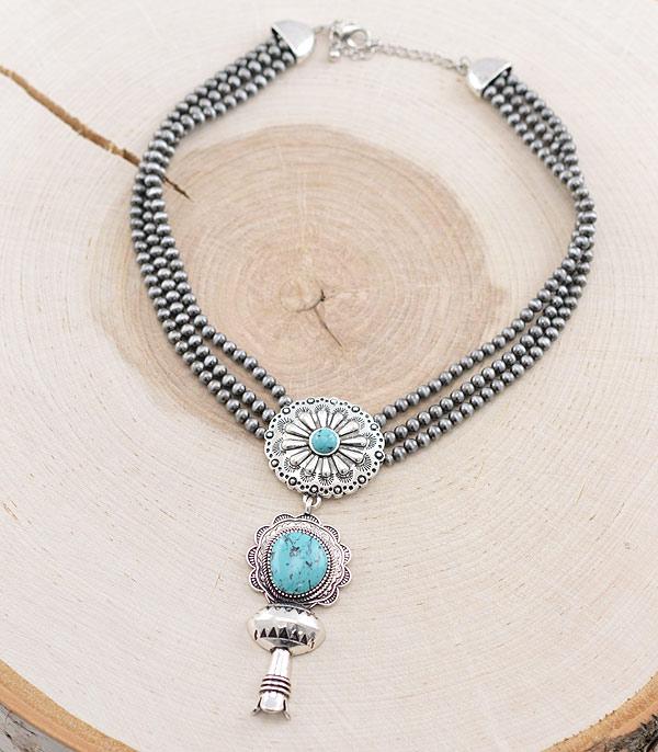 NECKLACES :: WESTERN TREND :: Wholesale Western Turquoise Single Squash Necklace