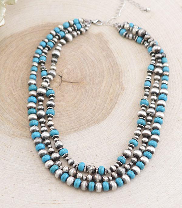 NECKLACES :: WESTERN TREND :: Wholesale Western Navajo Bead Layered Necklace