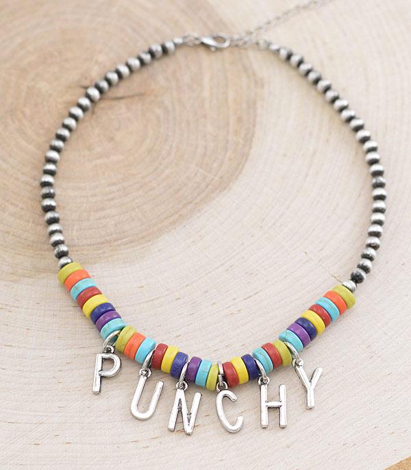 NECKLACES :: WESTERN TREND :: Wholesale Western Punchy Letter Charm Necklace