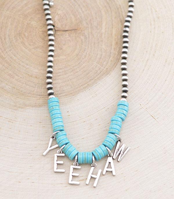 NECKLACES :: WESTERN TREND :: Wholesale Western Yeehaw Letter Charm Necklace