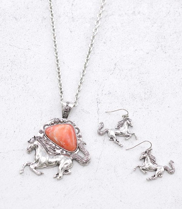 NECKLACES :: CHAIN WITH PENDANT :: Wholesale Western Running Horse Pendant Necklace