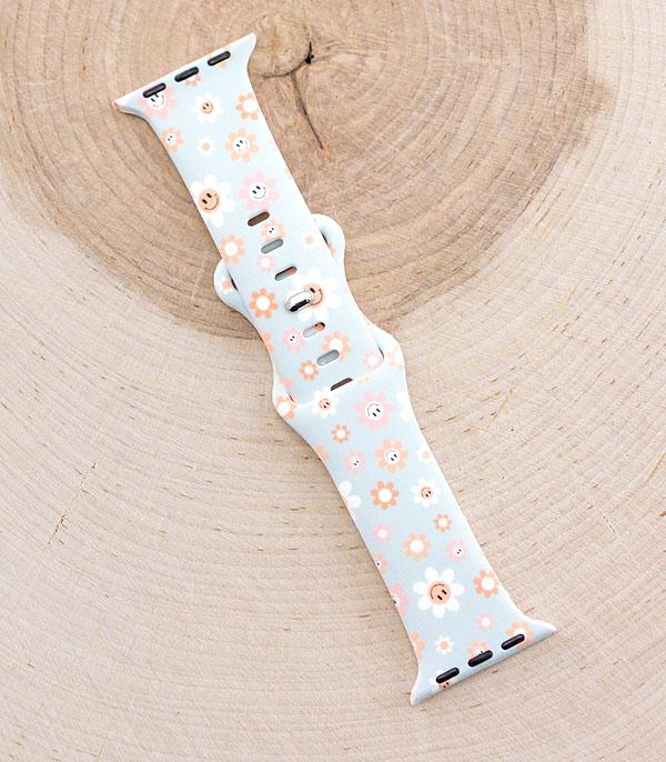 <font color=BLUE>WATCH BAND/ GIFT ITEMS</font> :: SMART WATCH BAND :: Wholesale Flower Happy Face Silicone Watch Band