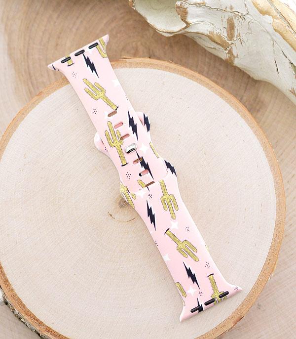 <font color=BLUE>WATCH BAND/ GIFT ITEMS</font> :: SMART WATCH BAND :: Wholesale Western Cactus Print Silicone Watch Band