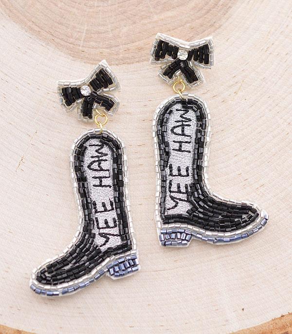 EARRINGS :: WESTERN POST EARRINGS :: Wholesale Beaded Cowgirl Boots Earrings
