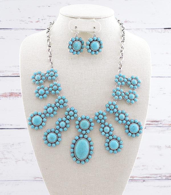 NECKLACES :: TRENDY :: Wholesale Tipi Western Turquoise Statement Necklac