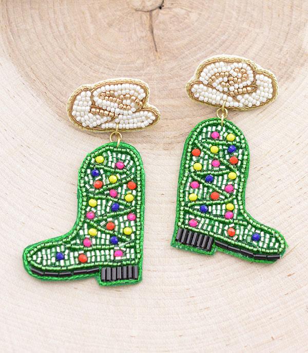 <font color=GREEN>HOLIDAYS</font> :: Wholesale Seed Beaded Western Christmas Earrings