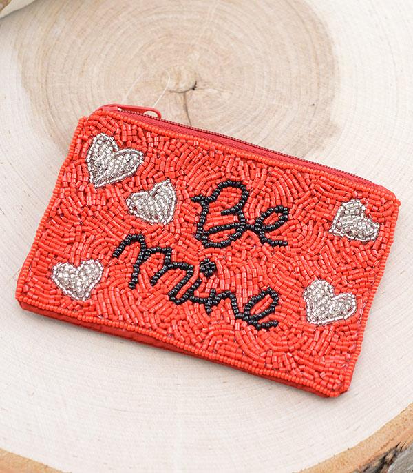 HANDBAGS :: WALLETS | SMALL ACCESSORIES :: Wholesale Seed Bead Valentines Coin Pouch