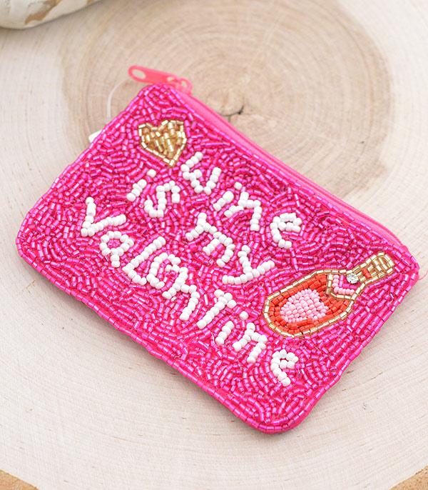 HANDBAGS :: WALLETS | SMALL ACCESSORIES :: Wholesale Valentine Seed Bead Coin Pouch