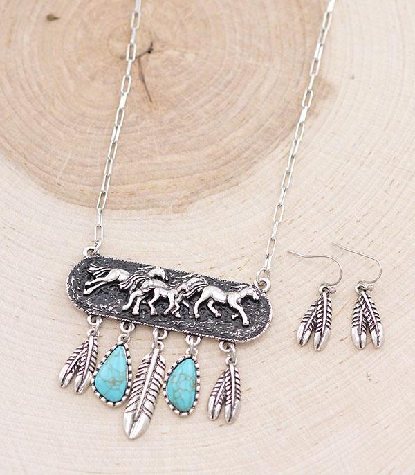 NECKLACES :: WESTERN TREND :: Wholesale Tipi Western Running Horse Necklace Set