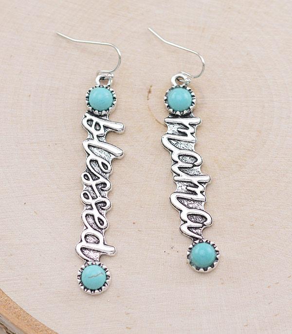 <font color=black>SALE ITEMS</font> :: JEWELRY :: Earrings :: Wholesale Tipi Blessed Mama Letter Earrings